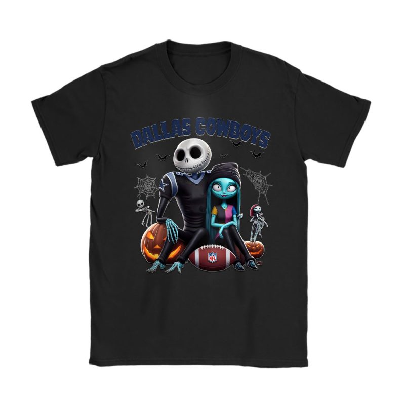 Dallas Cowboys x Halloween NFL x Jack And Sally Unisex T-Shirt Cotton Tee TAT16318