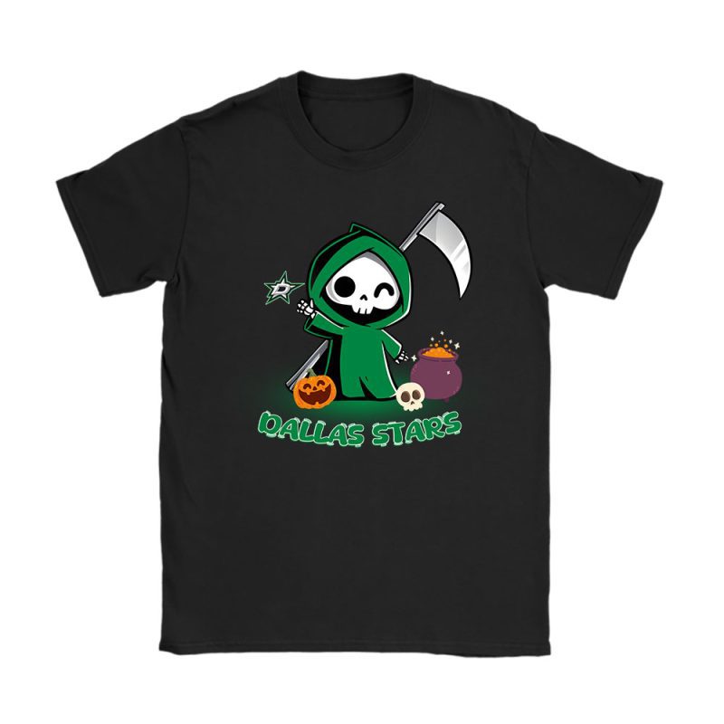 Dallas Stars x Grim Reaper Cute Spooky x NHL Halloween Unisex T-Shirt Cotton Tee TAT15631