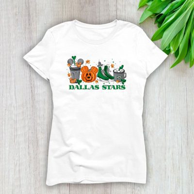 Dallas Stars x Halloween Horror Nights x Pumpkin Face Lady T-Shirt Women Tee LTL15627