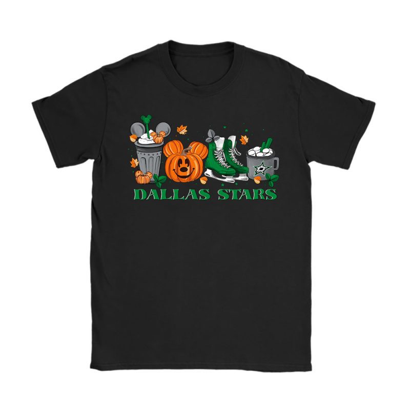 Dallas Stars x Halloween Horror Nights x Pumpkin Face Unisex T-Shirt Cotton Tee TAT15627