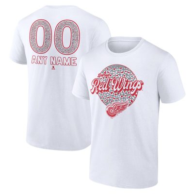 Detroit Red Wings White Personalized Name & Number Leopard Unisex T-Shirt Cotton Tee