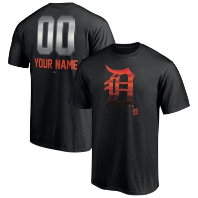 Detroit Tigers Black Personalized Name & Number Midnight Mascot Unisex T-Shirt Cotton Tee