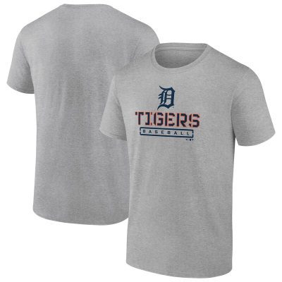 Detroit Tigers Heather Gray Evanston Stencil Unisex T-Shirt Cotton Tee