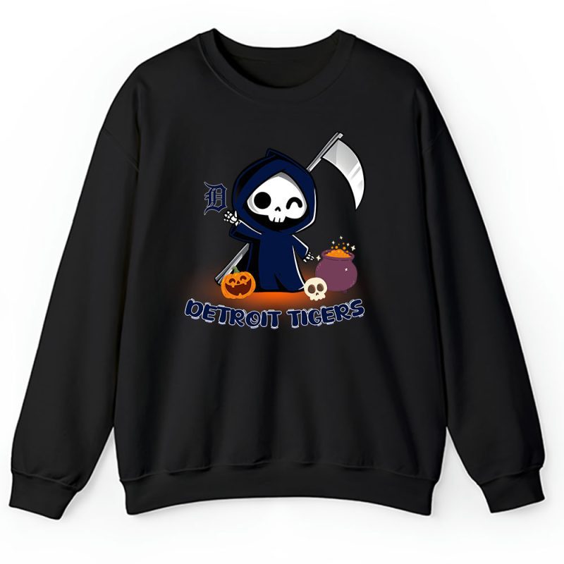 Detroit Tigers x Grim Reaper Cute Spooky x MLB Halloween Unisex Sweatshirt TAS15648