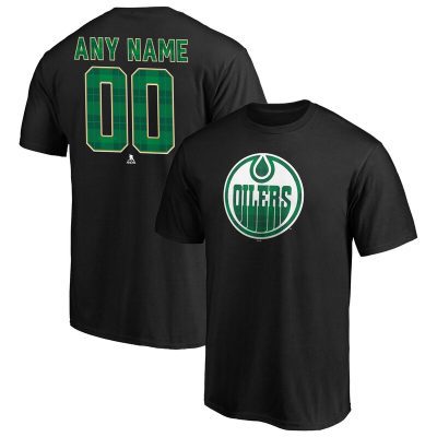 Edmonton Oilers Black Emerald Plaid Personalized Name & Number Unisex T-Shirt Cotton Tee