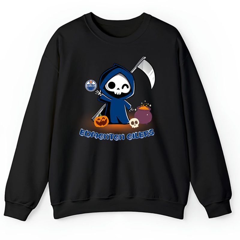 Edmonton Oilers x Grim Reaper Cute Spooky x NHL Halloween Unisex Sweatshirt TAS14776