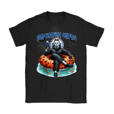 Edmonton Oilers x Halloween Masquerade NHL x Michael Myers Masked Killer Unisex T-Shirt Cotton Tee TAT15260