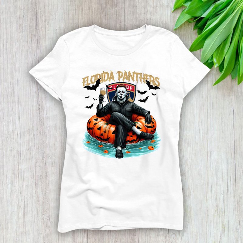 Florida Panthers x Halloween Masquerade NHL x Michael Myers Masked Killer Lady T-Shirt Women Tee LTL15261