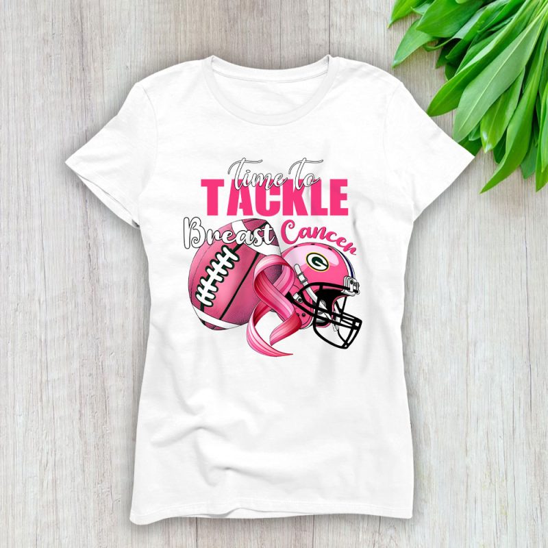 Green Bay Packers Support Cancer Warrior x Time To Tackle Breast Cancer Lady T-Shirt Women Tee LTL15975