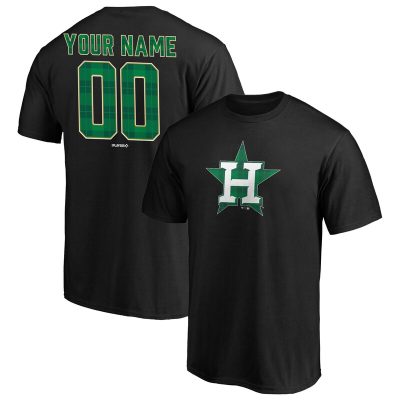 Houston Astros Black Emerald Plaid Personalized Name & Number Unisex T-Shirt Cotton Tee