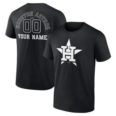 Houston Astros Black Monochrome Personalized Name & Number Unisex T-Shirt Cotton Tee