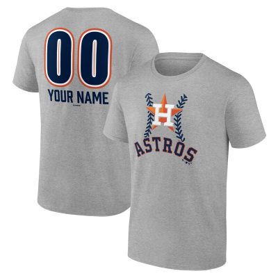 Houston Astros  Heather Gray Personalized Name & Number Fastball Unisex T-Shirt Cotton Tee