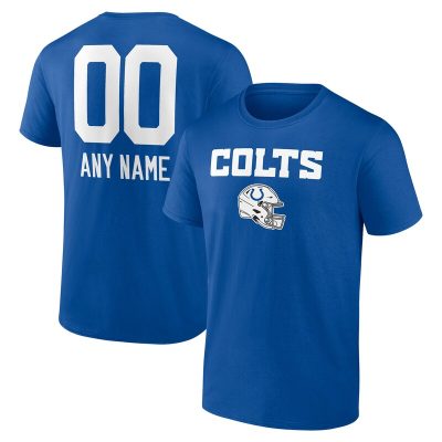 Indianapolis Colts Royal Personalized Name & Number Team Wordmark Unisex T-Shirt Cotton Tee