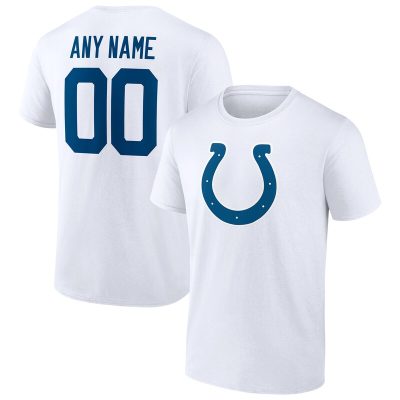 Indianapolis Colts White Team Logo Personalized Name & Number Unisex T-Shirt Cotton Tee