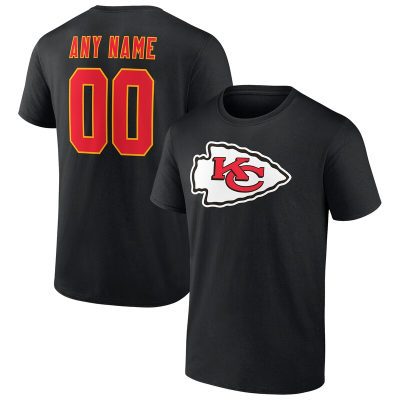 Kansas City Chiefs Black Team Logo Personalized Name & Number Unisex T-Shirt Cotton Tee