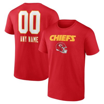 Kansas City Chiefs Red Personalized Name & Number Team Wordmark Unisex T-Shirt Cotton Tee