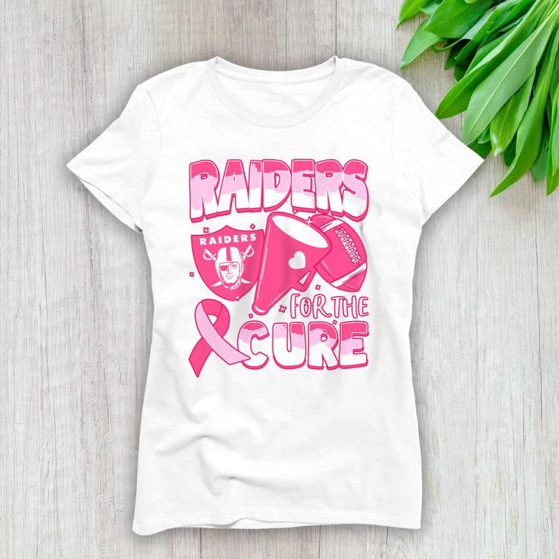 Las Vegas Raiders Support Cancer Warrior x Cancer Awareness x Breast Cancer Gift Lady T-Shirt Women Tee LTL16048