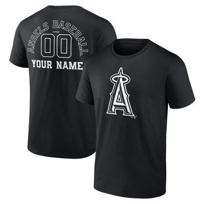 Los Angeles Angels Black Monochrome Personalized Name & Number Unisex T-Shirt Cotton Tee