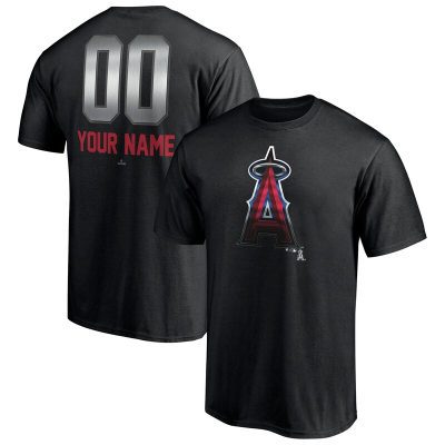 Los Angeles Angels Black Personalized Name & Number Midnight Mascot Unisex T-Shirt Cotton Tee