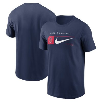 Los Angeles Angels Navy Team Swoosh Lockup Unisex T-Shirt Cotton Tee