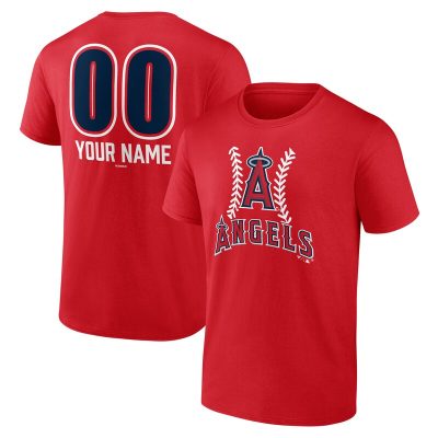 Los Angeles Angels  Red Personalized Name & Number Fastball Unisex T-Shirt Cotton Tee