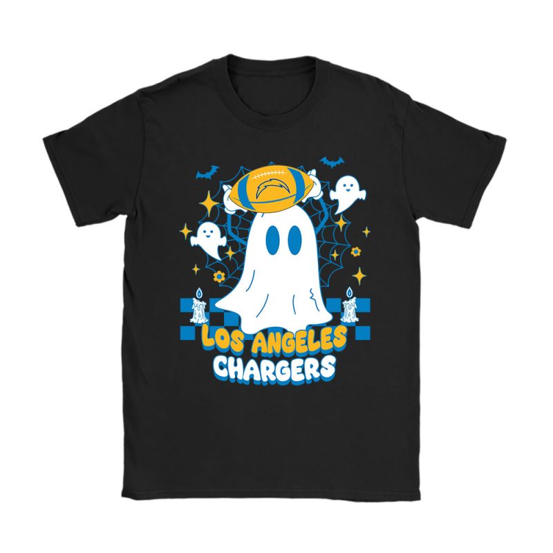 Los Angeles Chargers x Halloween Holiday NFL x Spooky Day x Cute Ghost Unisex T-Shirt Cotton Tee TAT14823