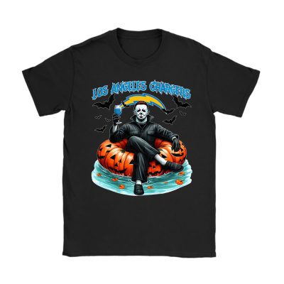 Los Angeles Chargers x Halloween Horror x Michael Myers Masked Killer Unisex T-Shirt Cotton Tee TAT15689