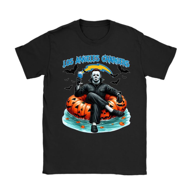 Los Angeles Chargers x Halloween Horror x Michael Myers Masked Killer Unisex T-Shirt Cotton Tee TAT15689