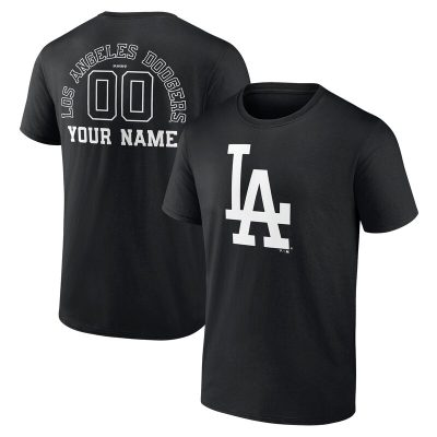 Los Angeles Dodgers Black Monochrome Personalized Name & Number Unisex T-Shirt Cotton Tee