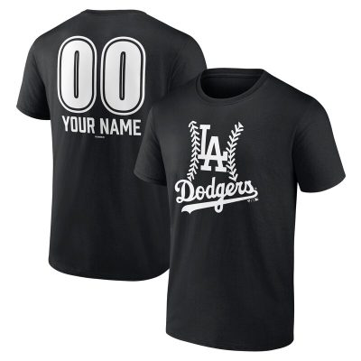 Los Angeles Dodgers  Black Personalized Name & Number Fastball Unisex T-Shirt Cotton Tee