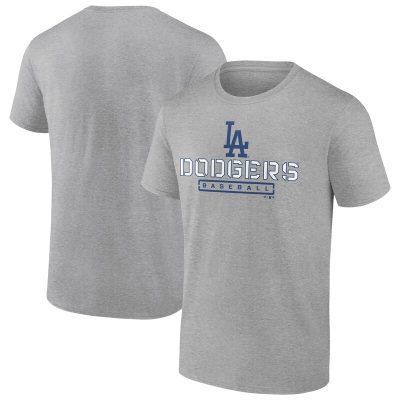 Los Angeles Dodgers Heather Gray Evanston Stencil Unisex T-Shirt Cotton Tee