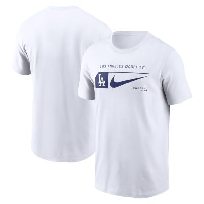 Los Angeles Dodgers White Team Swoosh Lockup Unisex T-Shirt Cotton Tee