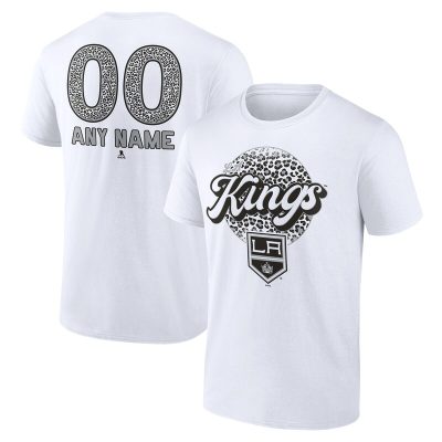 Los Angeles Kings White Personalized Name & Number Leopard Unisex T-Shirt Cotton Tee