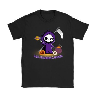 Los Angeles Lakers x Grim Reaper Cute Spooky x NBA Halloween Unisex T-Shirt Cotton Tee TAT14834