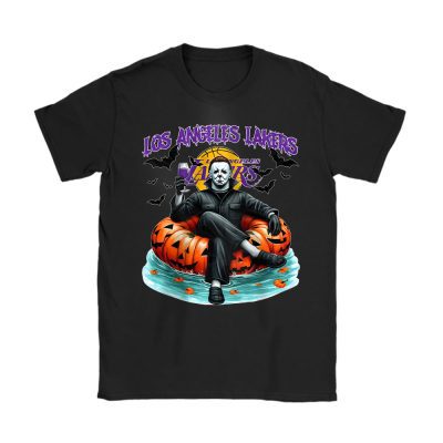 Los Angeles Lakers x Halloween Masquerade NBA x Michael Myers Masked Killer Unisex T-Shirt Cotton Tee TAT15331