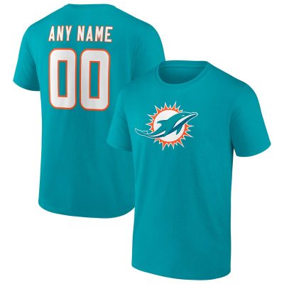 Miami Dolphins Aqua Team Personalized Name & Number Unisex T-Shirt Cotton Tee