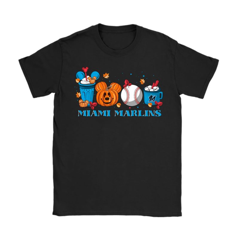 Miami Marlins x Halloween Horror Nights x Pumpkin Face Unisex T-Shirt Cotton Tee TAT15694