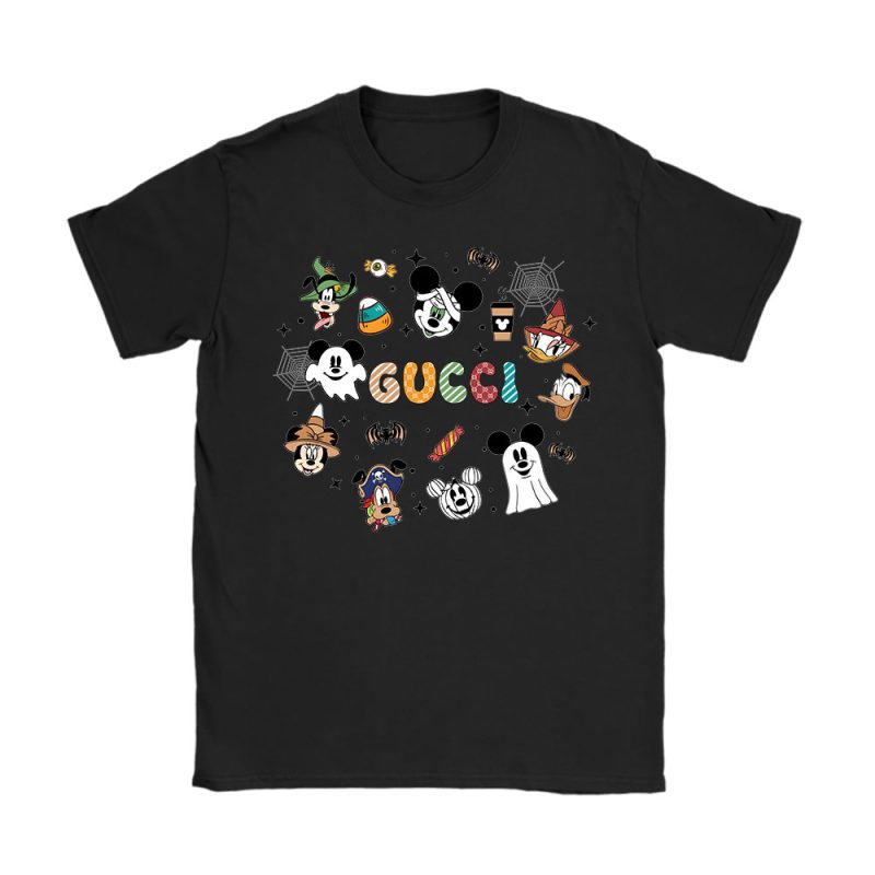 Mickey Minnie Spooky Vibes Halloween Gucci Unisex T-Shirt Cotton Tee TAT14670