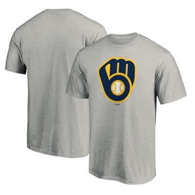 Milwaukee Brewers Heathered Gray Team Logo Unisex T-Shirt Cotton Tee