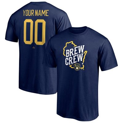 Milwaukee Brewers Navy Hometown Legend Personalized Name & Number Unisex T-Shirt Cotton Tee