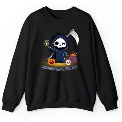 Milwaukee Brewers x Grim Reaper Cute Spooky x MLB Halloween Unisex Sweatshirt TAS15709