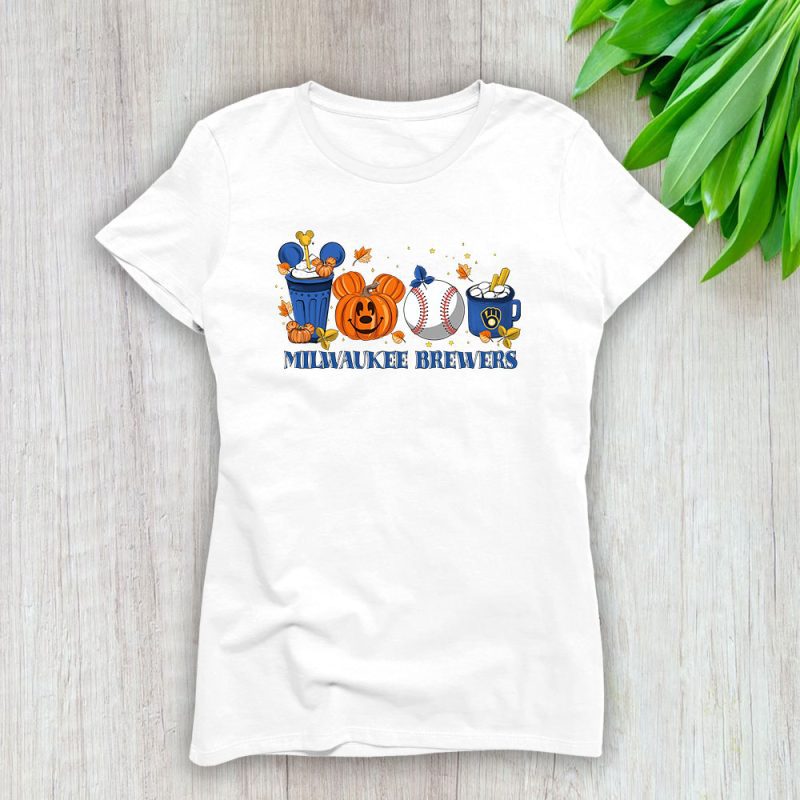 Milwaukee Brewers x Halloween Horror Nights x Pumpkin Face Lady T-Shirt Women Tee LTL15705