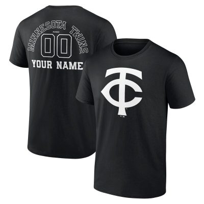 Minnesota Twins Black Monochrome Personalized Name & Number Unisex T-Shirt Cotton Tee