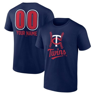 Minnesota Twins  Navy Personalized Name & Number Fastball Unisex T-Shirt Cotton Tee