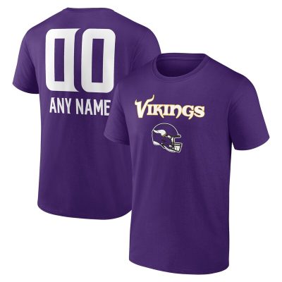 Minnesota Vikings Purple Personalized Name & Number Team Wordmark Unisex T-Shirt Cotton Tee