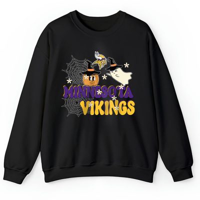 Minnesota Vikings x Happy Halloween NFL x Cute Ghost With Pumpkin Face Unisex Sweatshirt TAS16534