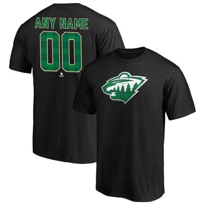 Minnesota Wild Black Emerald Plaid Personalized Name & Number Unisex T-Shirt Cotton Tee