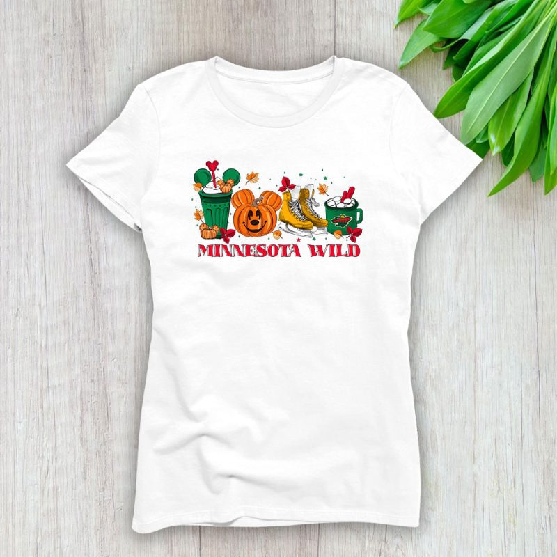 Minnesota Wild x Halloween Horror Nights x Pumpkin Face Lady T-Shirt Women Tee LTL15716