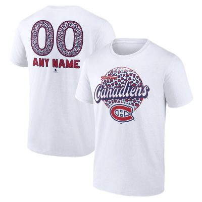 Montreal Canadiens White Personalized Name & Number Leopard Unisex T-Shirt Cotton Tee