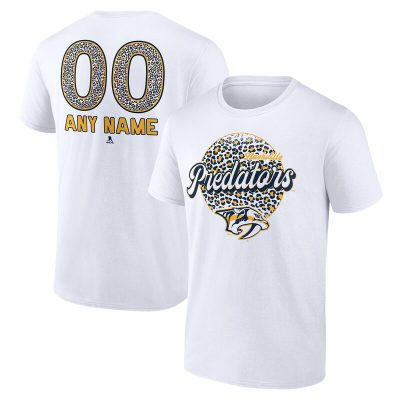 Nashville Predators White Personalized Name & Number Leopard Unisex T-Shirt Cotton Tee